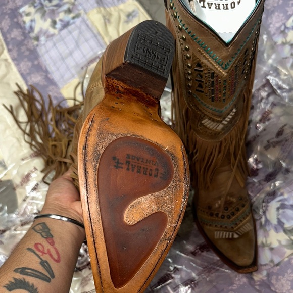 Corral Women's Brown Fringe Western Boots - Picture 6 of 11